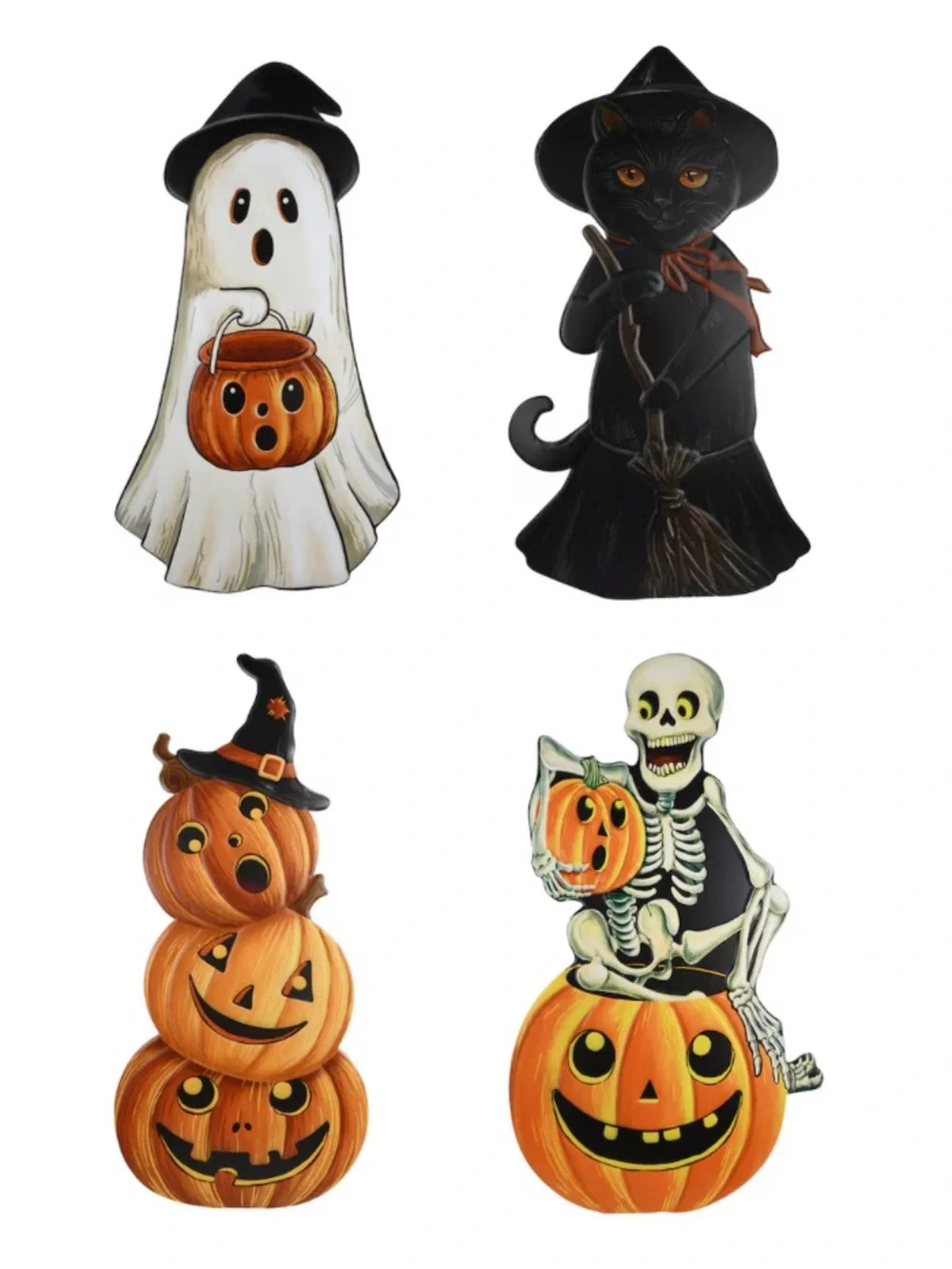 NWT- 23” Halloween Jack-o-lantern Pumpkin Stack Metal Easel Stand Porch Sign
